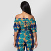 African Digital Print Nightclub Lantern Sleeve Off-the-shoulder Collar Jumpsuit With Belt