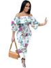 Printed One-Shoulder Lantern Sleeve Trousers Jumpsuit