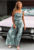 Sling Summer Green Open Back Sexy Sling Print Jumpsuit