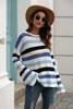 Striped Colorblock Sweater With Flared Sleeves Pullover