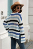 Striped Colorblock Sweater With Flared Sleeves Pullover