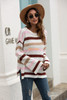 Striped Colorblock Sweater With Flared Sleeves Pullover