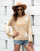 Knit Sweater Round Neck Pullover Five-Pointed Star Trumpet Sleeve Sweater