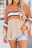 Crew Neck Color Block Striped Oversized n Sweater Long Sleeve Casual Knit Pullover Top