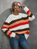 Sweaters Casual Long Sleeve Crewneck Color Block Patchwork Pullover Knit Sweater Tops