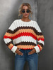 Sweaters Casual Long Sleeve Crewneck Color Block Patchwork Pullover Knit Sweater Tops