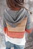 Striped Sweater  Color Block Hoodie Long Sleeve Knit Pullover