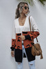 Colorblock Leopard Loose Long Sleeve Open Front Cardigan Knitted Sweaters Coat