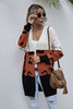 Colorblock Leopard Loose Long Sleeve Open Front Cardigan Knitted Sweaters Coat