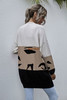 Colorblock Leopard Loose Long Sleeve Open Front Cardigan Knitted Sweaters Coat