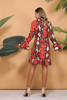Casual Flare Red  Long-Sleeved Snake Print Dress