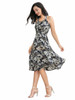 Rockabilly 50s Vintage Floral Print Halter Cocktail Swing Dress