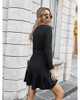 V Neck Long Sleeve Casual Swing Midi Dress With Belt V Neck Long Sleeve Casual Swing Midi Dress With Belt