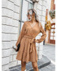V Neck Long Sleeve Casual Swing Midi Dress With Belt V Neck Long Sleeve Casual Swing Midi Dress With Belt