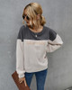 Long Sleeve Color Block Knit Crew Neck Patchwork Casual Loose Pullover Sweaters