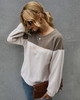 Long Sleeve Color Block Knit Crew Neck Patchwork Casual Loose Pullover Sweaters