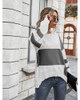 Long Sleeve Crew Neck Color Block Knit Pullover Sweaters Top