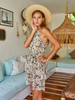 Ruffle Hem Sleeveless Summer Swing Beach Halter Neck Floral Print Dresses
