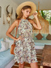 Ruffle Hem Sleeveless Summer Swing Beach Halter Neck Floral Print Dresses