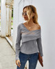 Off Shoulder Sweater Boat Neck Long Sleeve Knit Sexy Sweatshirt