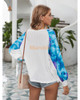 Tie Dye Long Sleeve Waffle Knit Sweater Off Shoulder Pullover Jumper Tops