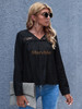 Casual Solid V Neck Lace Crochet Long Sleeve Shirts Tops Loose Blouses Casual Solid V Neck Lace Crochet Long Sleeve Shirts Tops Loose Blouses