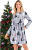 Long Sleeve Vintage Christmas Printed Tunic Dress