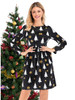 Gold Snowflake Long Sleeve Pullover Swing Flared A Line Xmas Midi Dress