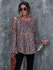 Leapord Long Sleeve Casual Cold Shoulder Tunic Tops Loose Blouse Shirts Leapord Long Sleeve Casual Cold Shoulder Tunic Tops Loose Blouse Shirts