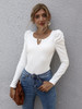 Casual Long Sleeve V Neck  Crop Tee T Shirt Blouse Pullover