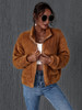 Fleece Jacket Cropped Teddy Bear Jacket Zipper Faux Fur Coat