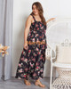 Spaghetti Strap Casual Ruffle Sleeve Plus Size Slit Maxi Dress