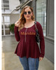 Plus Size Ruffle Hem Elegant Long Sleeve Peplum Blouse Top