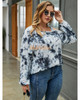 Plus Size Tie Dye Shirt Long Sleeve Blouse Tops