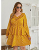 Plus Size Polka Dots Print Ruffle Cap Sleeve Casual High Waist Smock Dress