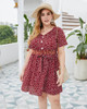Polka Dot Dress Ruffle Sleeves Boho Pleated Swing Blouse Dresses