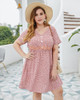 Polka Dot Dress Ruffle Sleeves Boho Pleated Swing Blouse Dresses