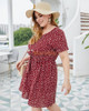 Polka Dot Dress Ruffle Sleeves Boho Pleated Swing Blouse Dresses
