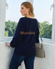 Long Sleeve Blouse Casual Loose Knot Off Shoulder Knit Pullover Sweater Tops