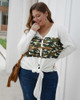 Color Block Camouflage Long Sleeve V Neck Shirts Tops Casual Loose Blouse