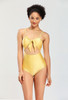 One Piece Swimsuit Bandeau High Waisted Swimwear Tummy Control Cutout Tie Knot Bathing Suit