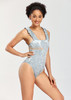 Shiny Silver High Cut Swimsuit One Piece Bikini Bathing Suit