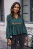 Polka Dot V Neck Ruffle Long Sleeve Blouse Shirts Top