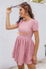 Stretchy A Line Swing Flared Short Sleeve Pink Dress