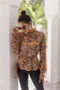 Printed Stand Collar Long Sleeve Workwear Blouse Top Shirts