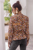 Printed Stand Collar Long Sleeve Workwear Blouse Top Shirts