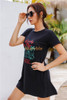 Casual Short Sleeve Print Loose Tunic T-Shirt Mini Dress