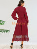 Long Sleeve Fit Flare Lace A Line Midi Burgundy Cocktail Dress Long Sleeve Fit Flare Lace A Line Midi Burgundy Cocktail Dress