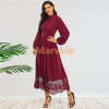 Long Sleeve Fit Flare Lace A Line Midi Burgundy Cocktail Dress Long Sleeve Fit Flare Lace A Line Midi Burgundy Cocktail Dress