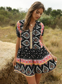 Shop Beautiful Print Floral Beach Bohemian V-Neck Loose Short Dress under 26 Shop Beautiful Print Floral Beach Bohemian V-Neck Loose Short Dress under 26